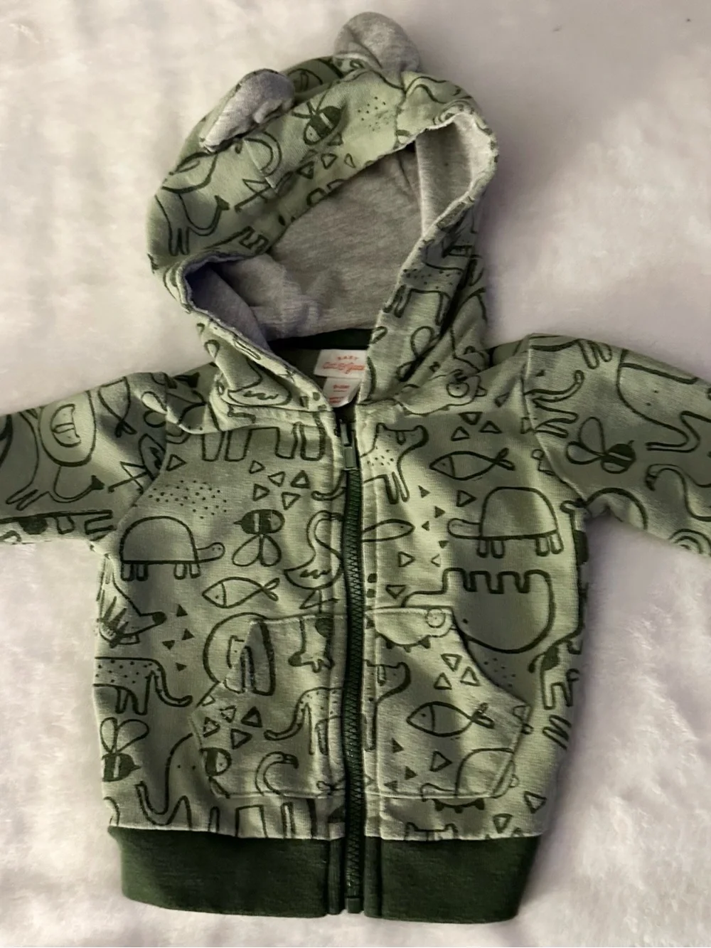 Cat & Jack Green Animal Print Hooded Zip Jacket